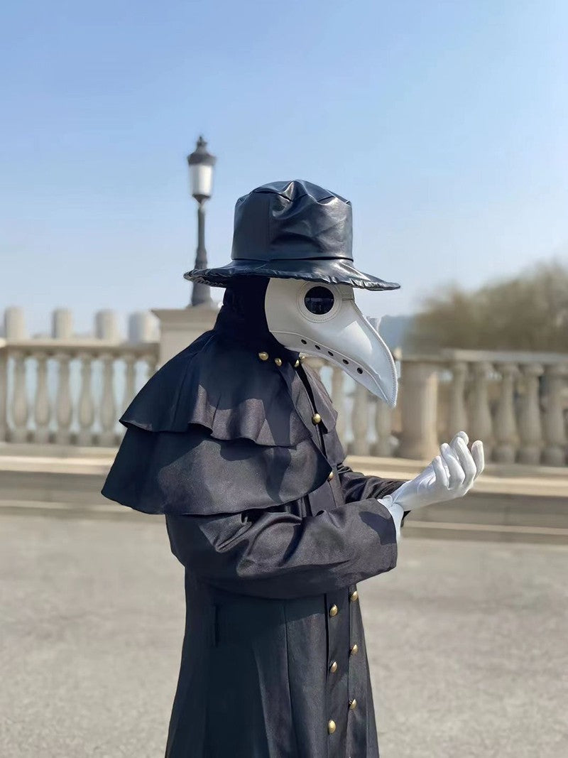 Plague Doctor Bird Cosplay Costume Medieval Hooded Robe Horrord Monk Steampunk Cloak Halloween Carnival Adult Kids Lantern Stick