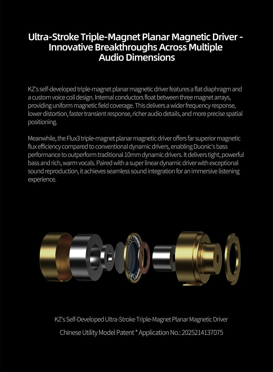 KZ Duonic HiFi Earphones with Super Stroke Three Magnetic Planar Driver HM Acoustic Tuning