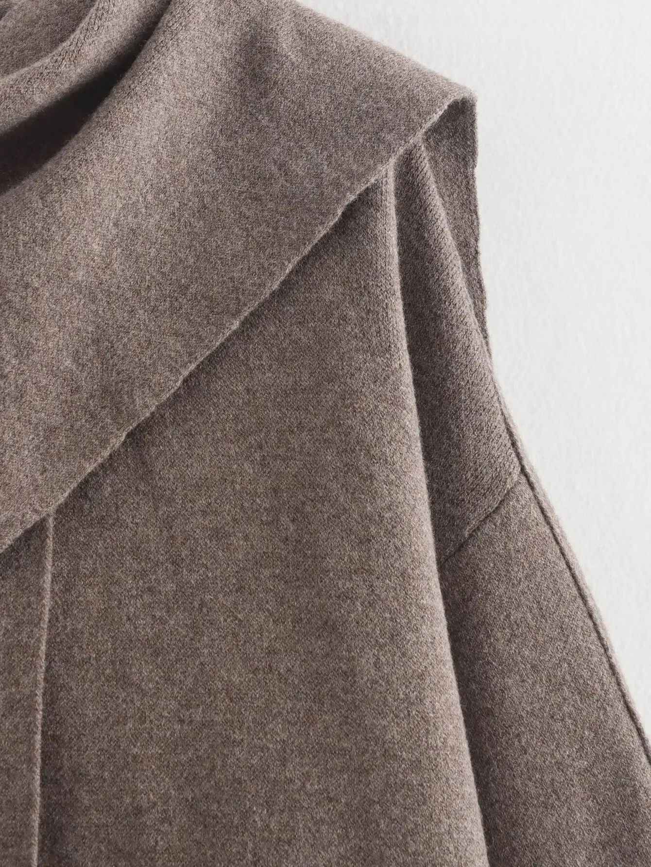 Ladies Autumn Winter Jacket Women Casual Commuter Coat Knitted Loose Oversize Coat Asymmetric Elegant Split Chic Scarf Jacket