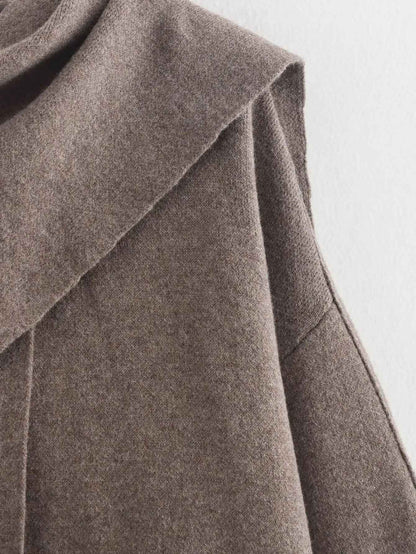 Ladies Autumn Winter Jacket Women Casual Commuter Coat Knitted Loose Oversize Coat Asymmetric Elegant Split Chic Scarf Jacket