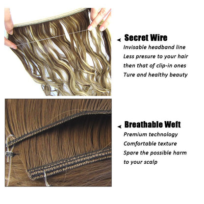 Jeedou One Piece Sem Clipes Apliques Ombre Cor Elasticidade Invisível Fio de Pesca Ondulado Extensão de Cabelo Sintético