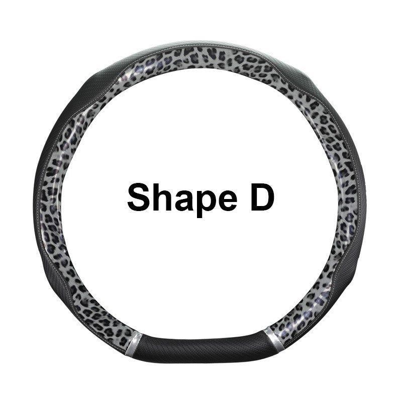 Capa de Volante de Couro Antiderrapante para Carro Capa Protetora Universal com Estampa de Leopardo Estilo Moda 38cm Formato O D