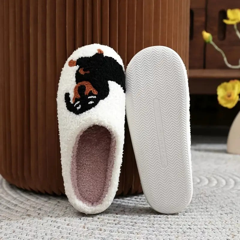 Platform Fluffy Slippers Women House Plush Cartoon Dog Designer Winter Shoes Girls Flats Home Fashion Casual Footwear Large Size