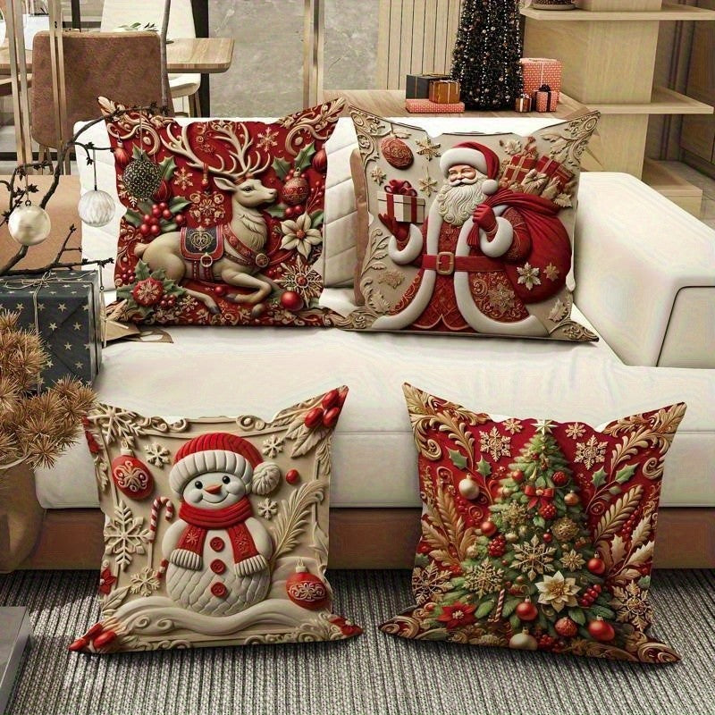 1pcs 2D Christmas Pillow Cover Xmas Party Decoration 2025 Xmas Holiday Santa Claus Pillow Cover Navidad Natal New Year Gift 2026