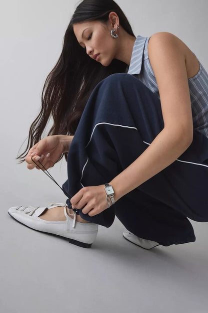 Pantalones Casuales New Pink Embroidered Casual Pants For Women Loose And Comfortable Straight Elastic Waist Trousers 2025 New