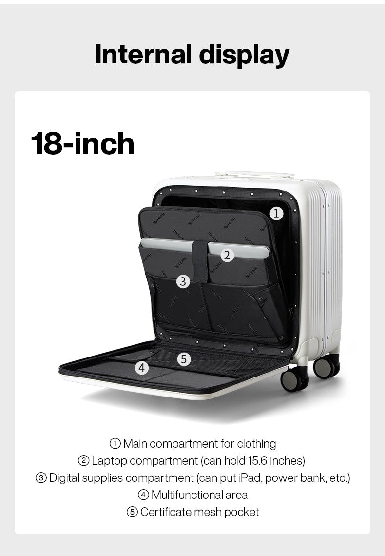 Hanke New Design Luggage Business Travel Suitcase Carry On Boarding Cabin Trolley Case PC Material Rolling Spinner Wheels