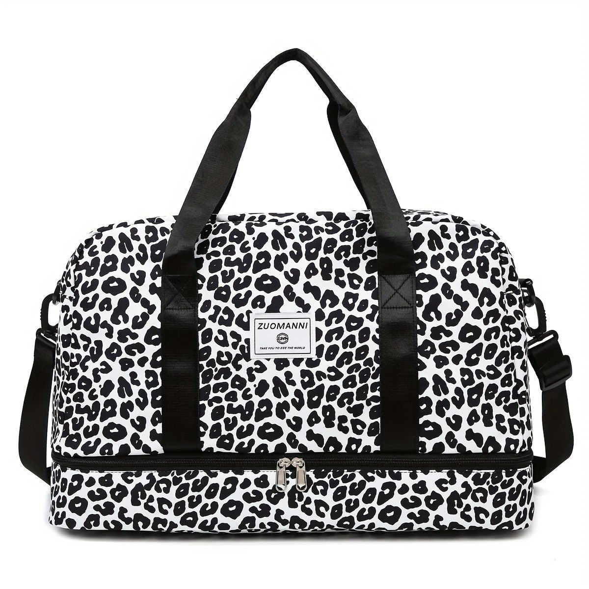 Large Capacity Nylon Travel Duffle Bag with Animal Print, Sports Gym Storage Bag, Portable Women'S Weekender Overnight Bag
