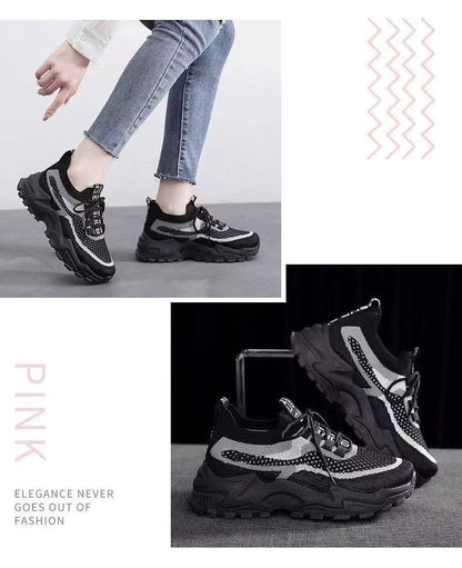 2026 New Women's Dad shoes Breathable Me Running shoes Faionable Casual Sports Sneakers Flat Bot round Toe Plastic Sole