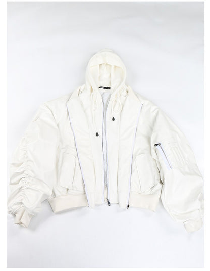 Mauroicardi Autumn Winter Oversized Cool Black Thickened Warm Pu Leather Bomber Jacket Men Hood Luxury Designer Fake 2 Clothes