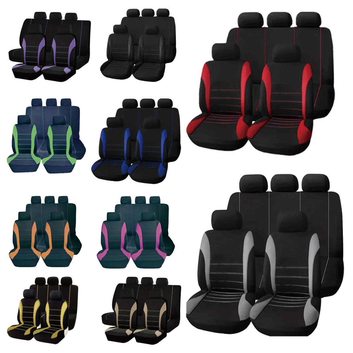 Almofada universal com design de linha de cintura AUTOMOTIVA Tamanho universal para carro, SUV, caminhão, van, acessórios, capas de assento internas, conjunto completo