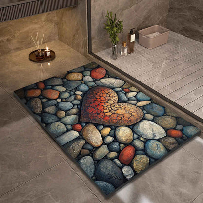 Stone Design Diatomite Bath Mat Bathroom Non-slip Shower Foot Mats Absorbent Quick Dry Toilet Rugs Carpet Doormat Washable