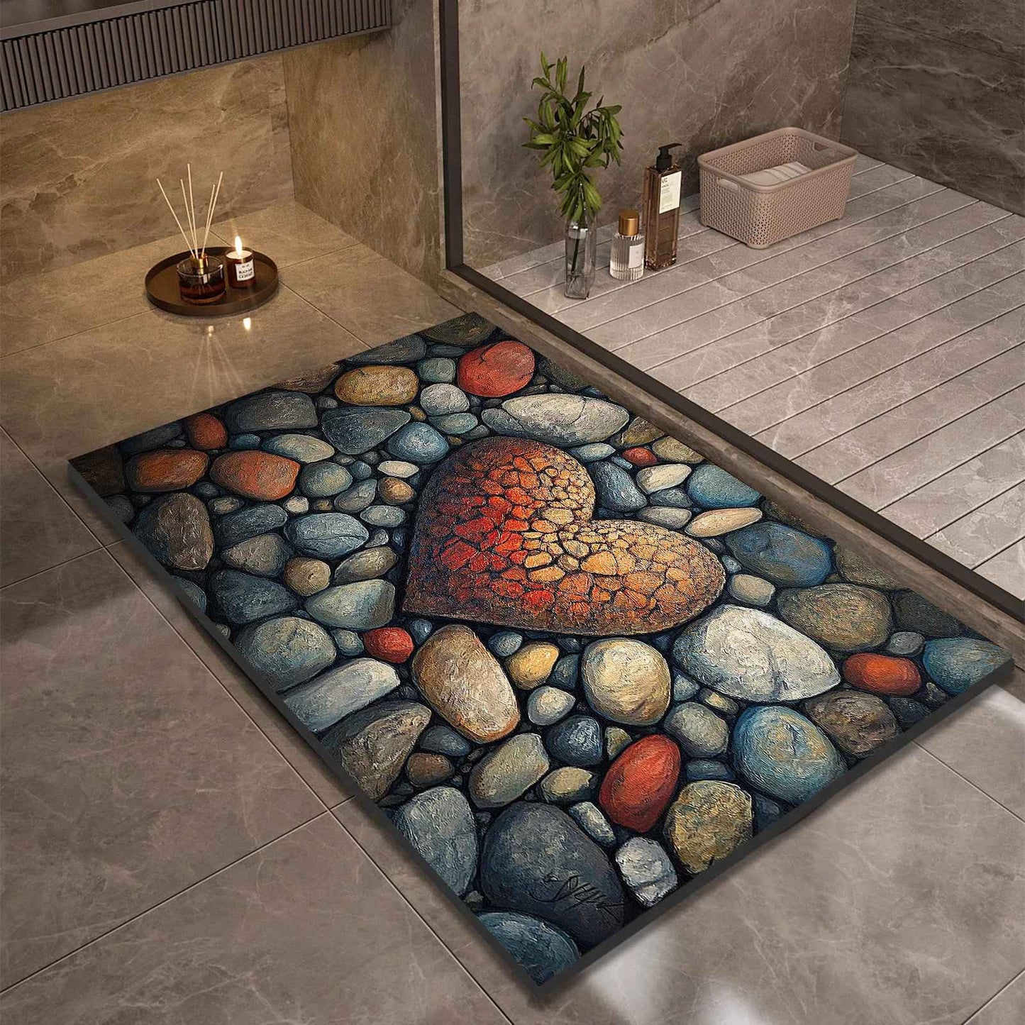 Stone Design Diatomite Bath Mat Bathroom Non-slip Shower Foot Mats Absorbent Quick Dry Toilet Rugs Carpet Doormat Washable