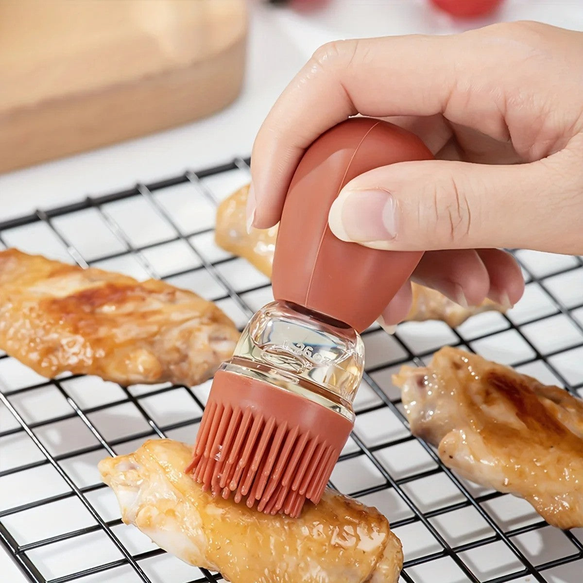 Measurable Seasoning Container Oil Bottle Kitchen Silicone Quantitative Outdoor with Brush Barbecue Spray Bottle Cooking Tools