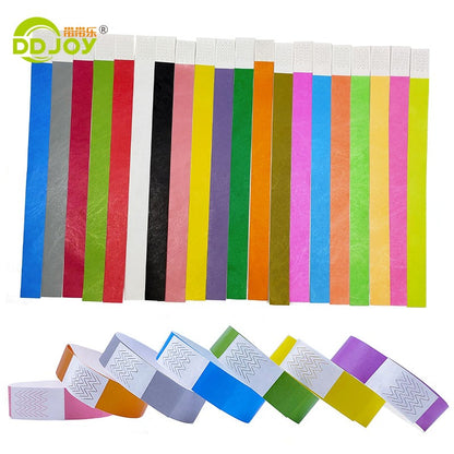 100pcs Colorful Neon Paper Wristbands Mixed Multicolor Waterproof Bracelet charms for Events Festivals,non-custom