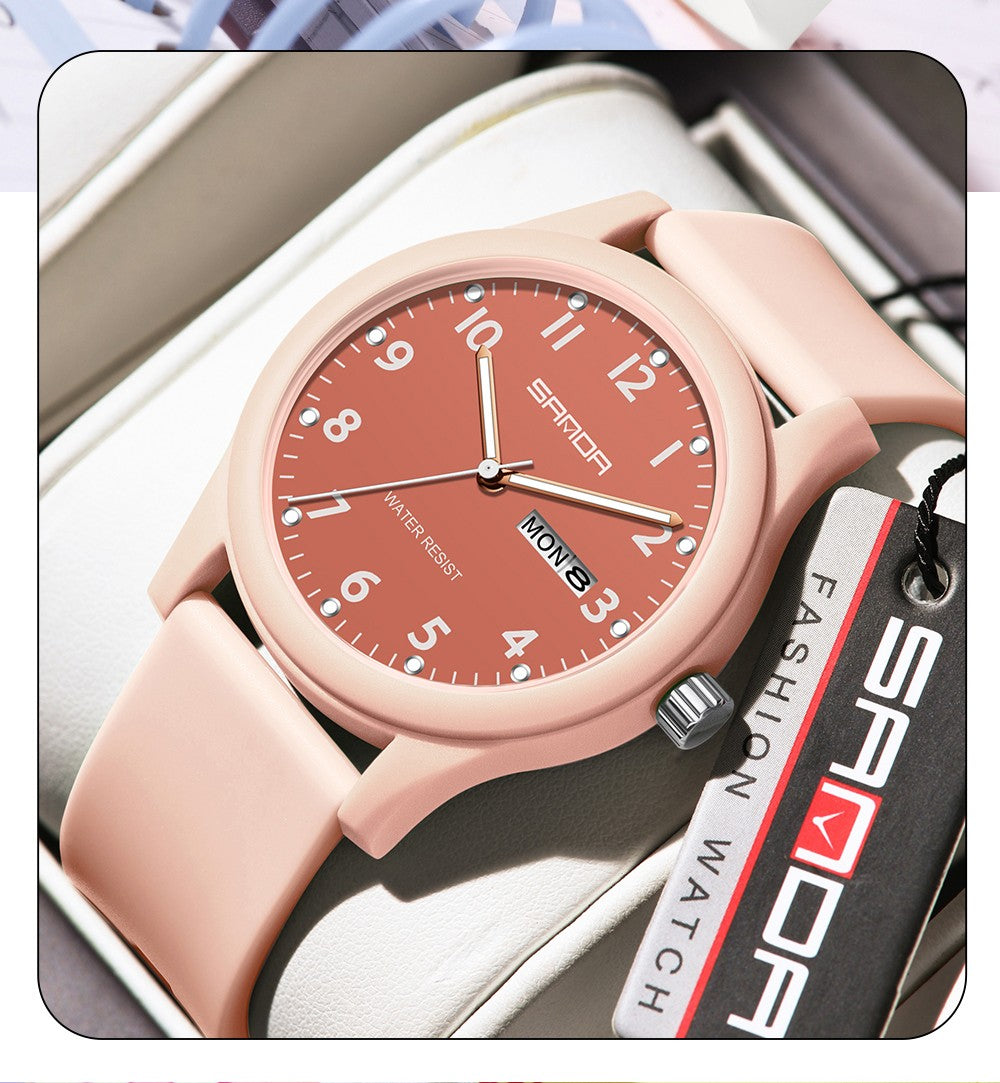 SANDA 3263 Fashion Casual Men Watch Silicone Strap Waterproof Luminous Clock Unisex Wristwatch Date Week Sport Man Watches