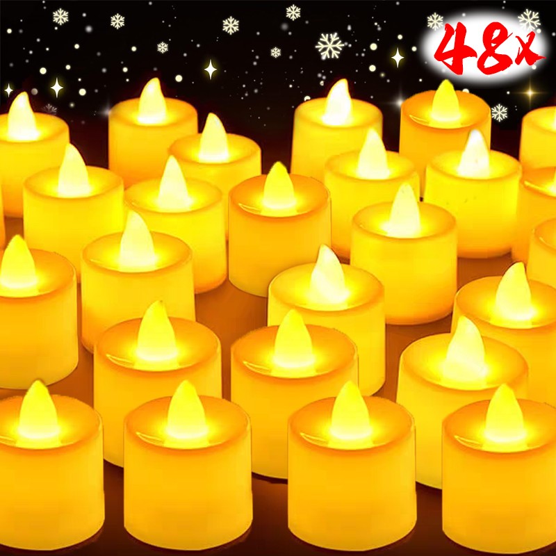 1/48PCS  LED Candle Battery-Power Tealight Flameless Fake Candle Light Christmas Wedding Birthday Wedding Romantic Decor Lamp
