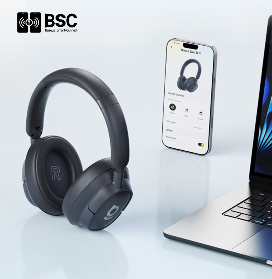 Baseus Bass BH1 Wireless Headphones Bluetooth 6.0 SuperBass 2.0 Over Ear Headset ENC Clear Calls 80hours Playtime Earphones