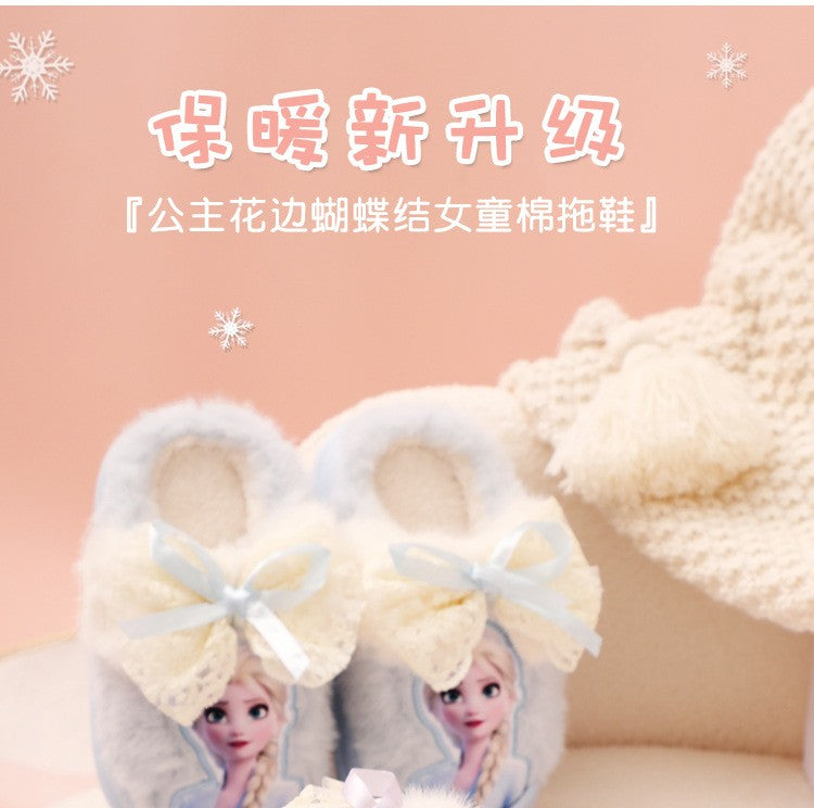 Chinelo de Algodão Infantil da Princesa Disney Elsa Inverno, Chinelo de Casa Frozen para Meninas, Antiderrapante, Quente, para Bebês, Roxo Azul