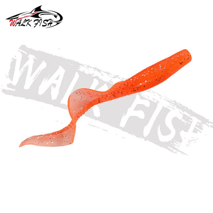 WALK FISH 10Pcs Spinpoler 60MM 80MM Iscas de Peixe Realistas Minhocas Isca de Silicone Artificial Macia Para Baixo Lúcio Isca Wobbler