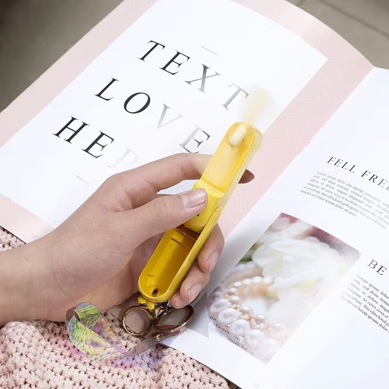 XIAOTREE Cute Mini Fan Kipas Portable Hand Fold Bedside Office USB Charge Battery Table Desk Cooling Folding Handheld Fan