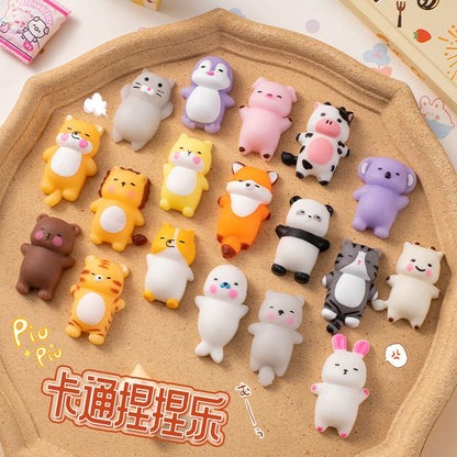 6/12/24pcs Cartoon Mini Mochi Squishy Toy Animals Stress Relief Toy for Kids Birthday Party Favor Halloween Goodie Bag Stuffer