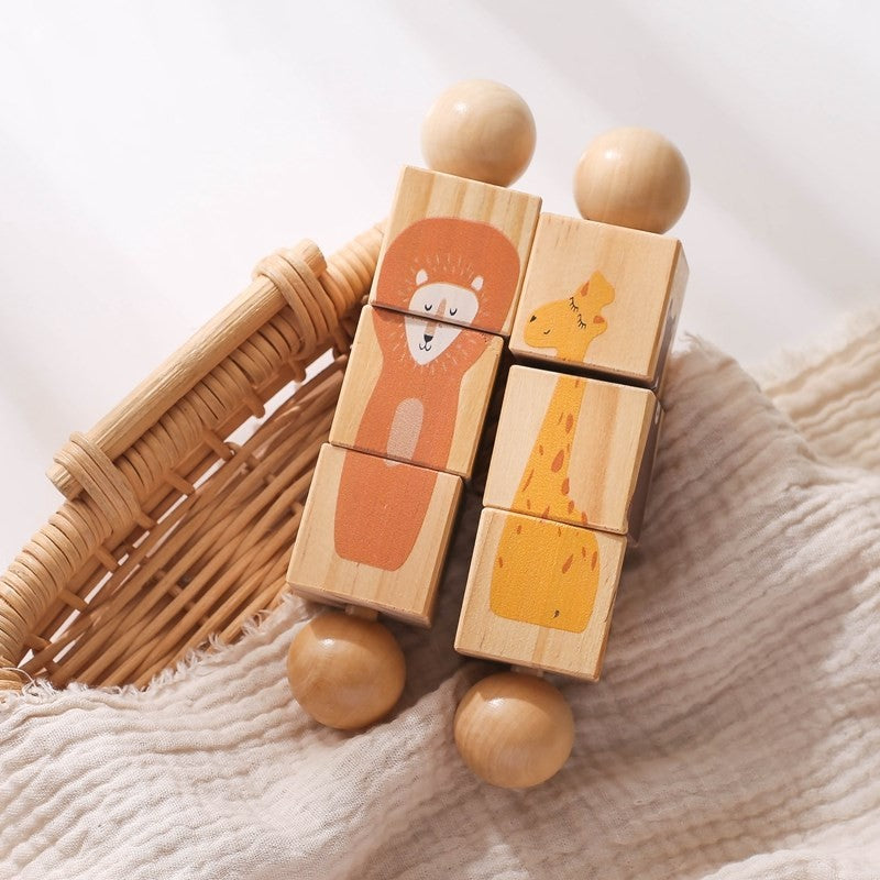 Wooden Animal Rattle Toys for Newborn Wooden Teether Baby 0 12 Months Baby Accessory Cartoon Novel Baby Care Tools Teether Toys
