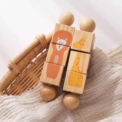 Wooden Animal Rattle Toys for Newborn Wooden Teether Baby 0 12 Months Baby Accessory Cartoon Novel Baby Care Tools Teether Toys