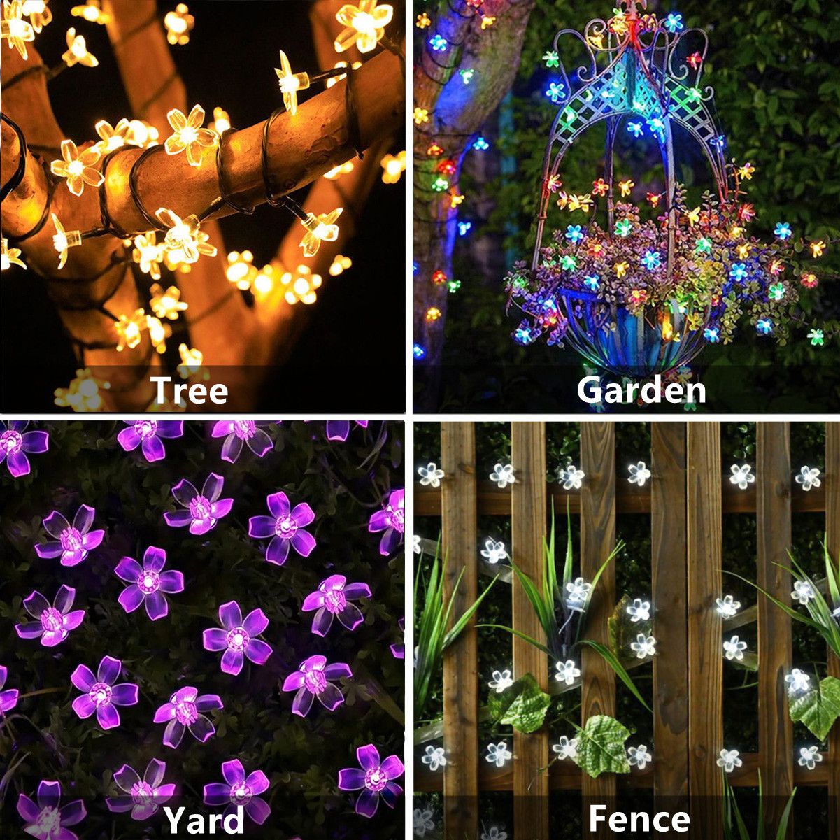 Solar Led String Lights Outdoor Cherry Flowers String Lights With 8 Modes Lighting Camping Garden Christmas Decor Solar Lamp