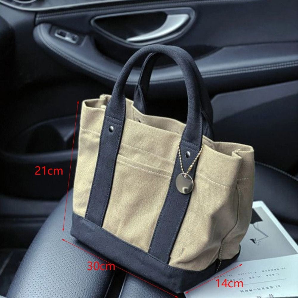 Lady Canvas Tote Bag Handbag Creative Large Capacity Multi Compartment Carrying Bag Student Book Pocket Travel Bag Grocery Bag