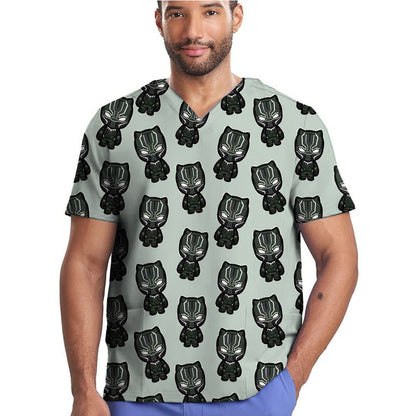 Disney Medical Uniforms Marvel Spider Nurse Scrub Tops Dental Hospital Nursing Shirts Cartoon V-neck Blouse Mens Clinical Scrubs