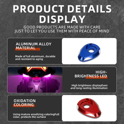 1Par de Faróis de Moto LED Triangulares Devil Eye com Espaçador Adaptador Mini Lâmpada Olho de Águia Luz Traseira Decorativa