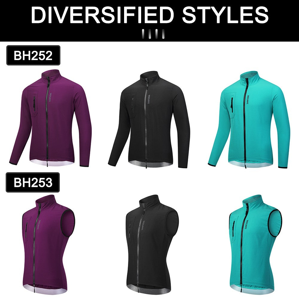 WOSAWE Mens Cycling Windproof Jacket Ultralight Windbreaker MTB Road Bike Vest Water Resistant Long Jersey with 2 way YKK zipper