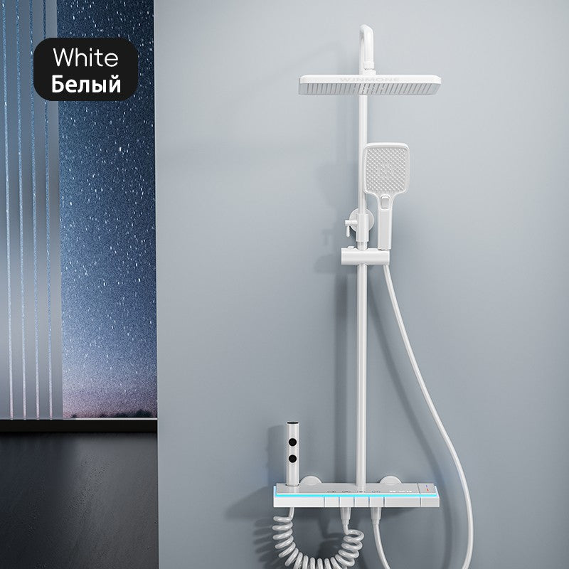 Luxury Bathroom Shower Faucet Set Smart Temperature Display Rainfall Shower System Rain Waterfall LED Bathtub Mixer Tap Showers