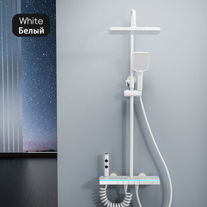 Luxury Bathroom Shower Faucet Set Smart Temperature Display Rainfall Shower System Rain Waterfall LED Bathtub Mixer Tap Showers