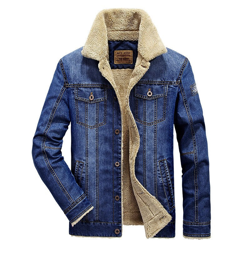 Winter Jackets Men Oversized Fleece Denim Jacket 6XL 7XL Streetwear Thicken Casual Jacket Coat Men's Clothing Outerwear AF66009A