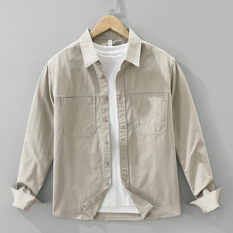100% Cotton Long Sleeve Shirt for Men Clothing Multi-pockets Versatile Streetwear 2025 Autumn New Casual Cargo Mens Shirt