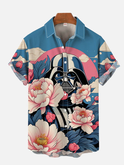 2024 Fashion Ukiyo-E Tropical Floral And Sci-Fi Space Samurai Printing turndown Collar Hawaiian Short Sleeve Shirt casual shirts