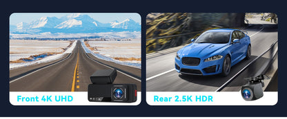 Kocam Dash Cam 4K 3,2 polegadas Mini Carro DVR Lente Dupla Com GPS WIFI ADAS Estacionamento 24h Câmera de Ré 2.5K Visão Noturna Caixa Preta