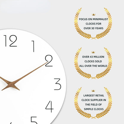 Wall Clock 12 Inch Silent Non Ticking Wood Wall Clocks Battery Operated Wooden White Modern Simple Minimalist Hanging Wall Clock