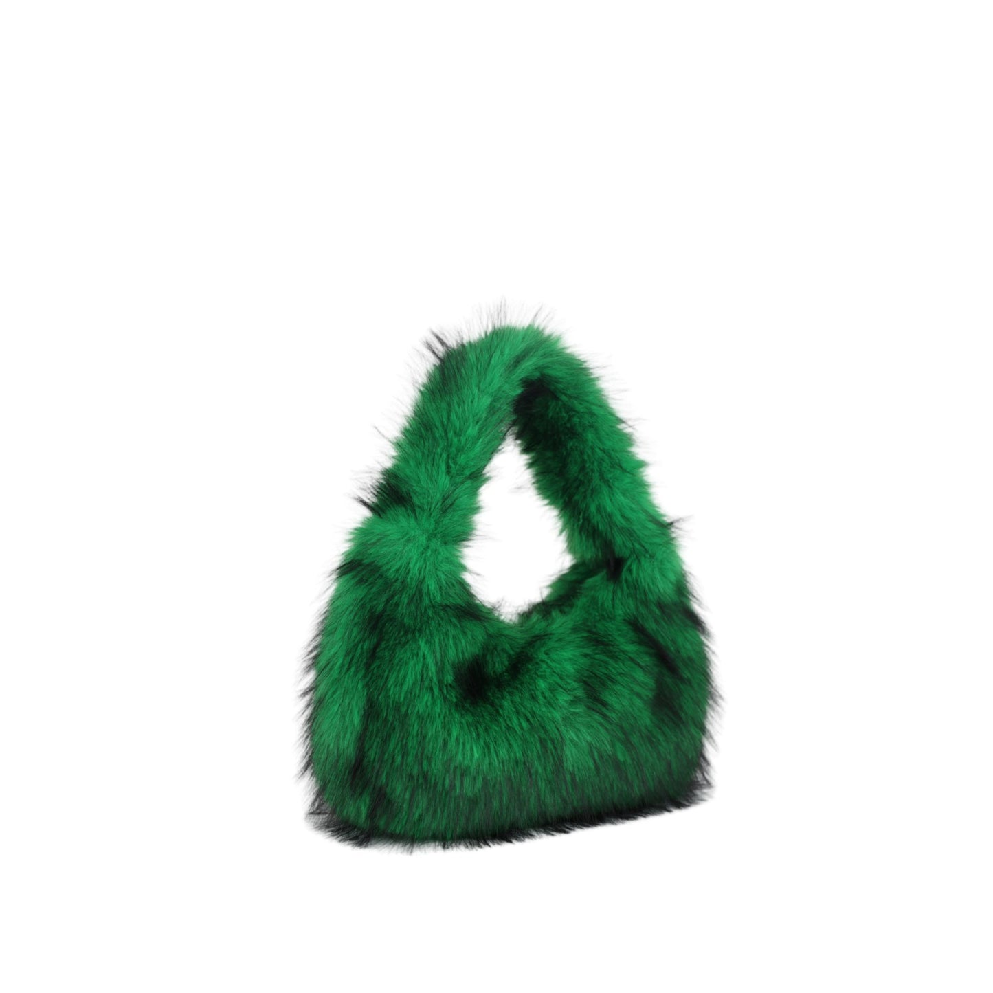 Solid Color Plush Dumpling Bag Simple Style Niche Design Faux Fur Handbag Tote Small Women's Underarm Hobo Bag
