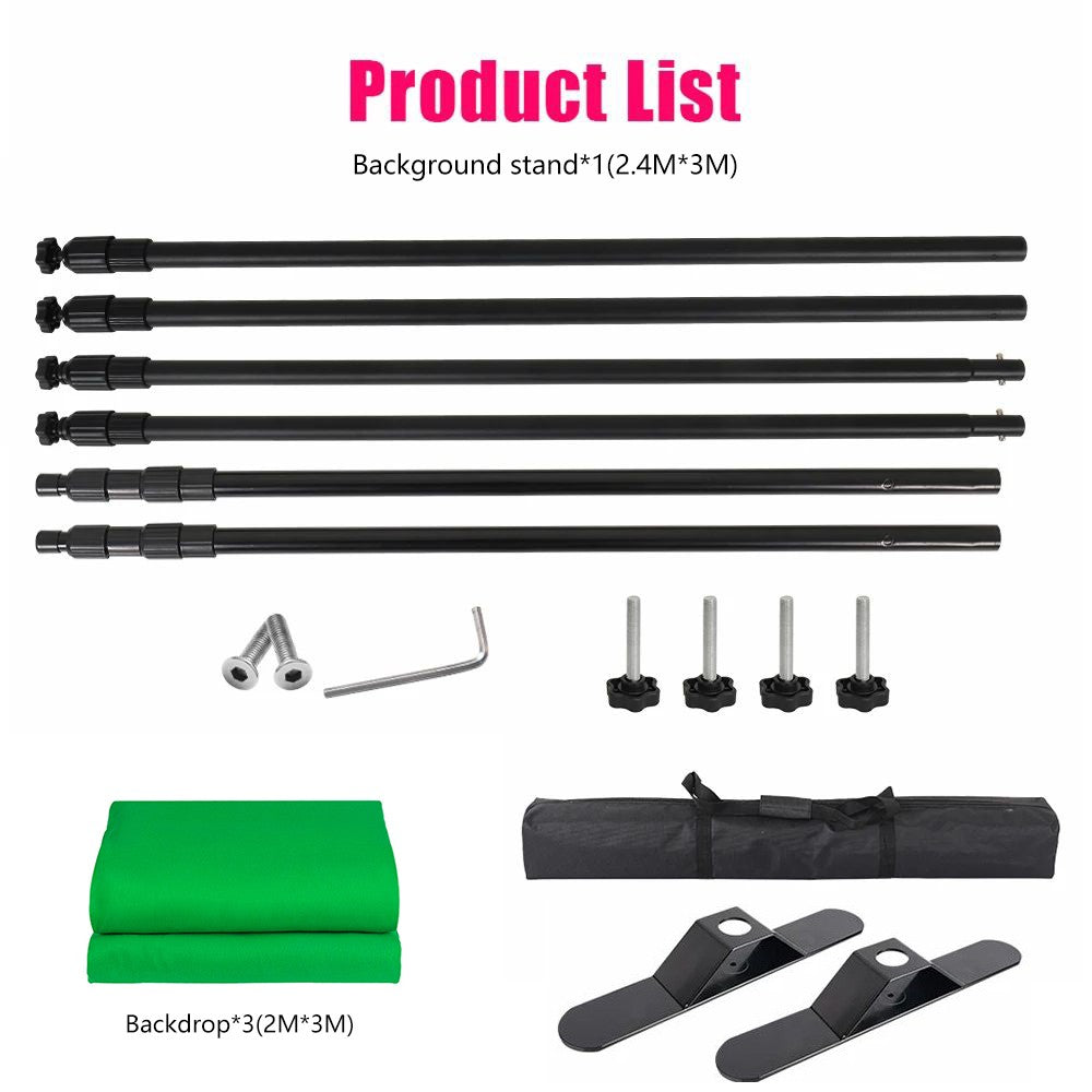 Double-Crossbar Backdrop Background Stand Frame Support System For Photography Photo Studio Video Muslin Green Screen