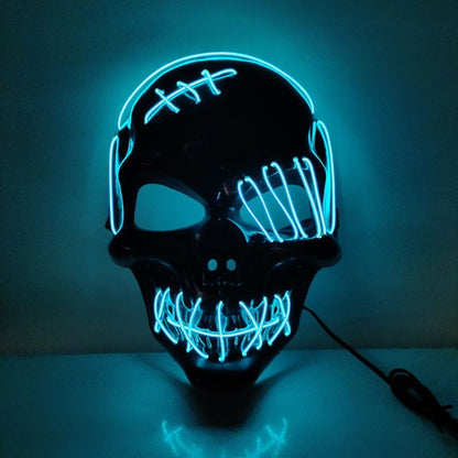 Gothic Halloween Skull Glowing Mask PP Cold Light Full Face Mask Headwear Eye Mask Costume Props Show