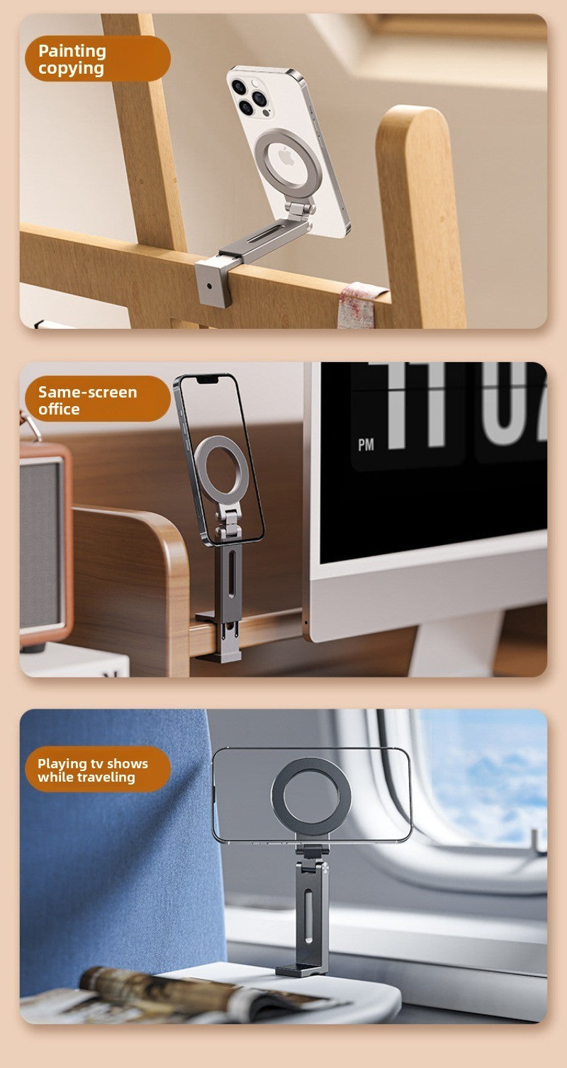 Universal Magnetic Phone Holder Travel Essentials Multi-axis Rotation Hands-Free Airplane Phone Mount Desktop Clip for Phone