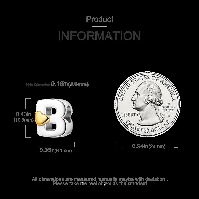Fit Original Bangle Bracelet DIY A-Z Alphabet Charms Bead 925 Sterling Silver CZ Zircon LOVE Letter Dangle Pendant Jewelry Gift
