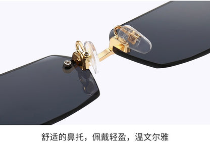 Rimless Sunglasses Rectangle Fashion Popular Women Men Shades Small Square Sun Glasses for Female Male Summer Traveling Oculos