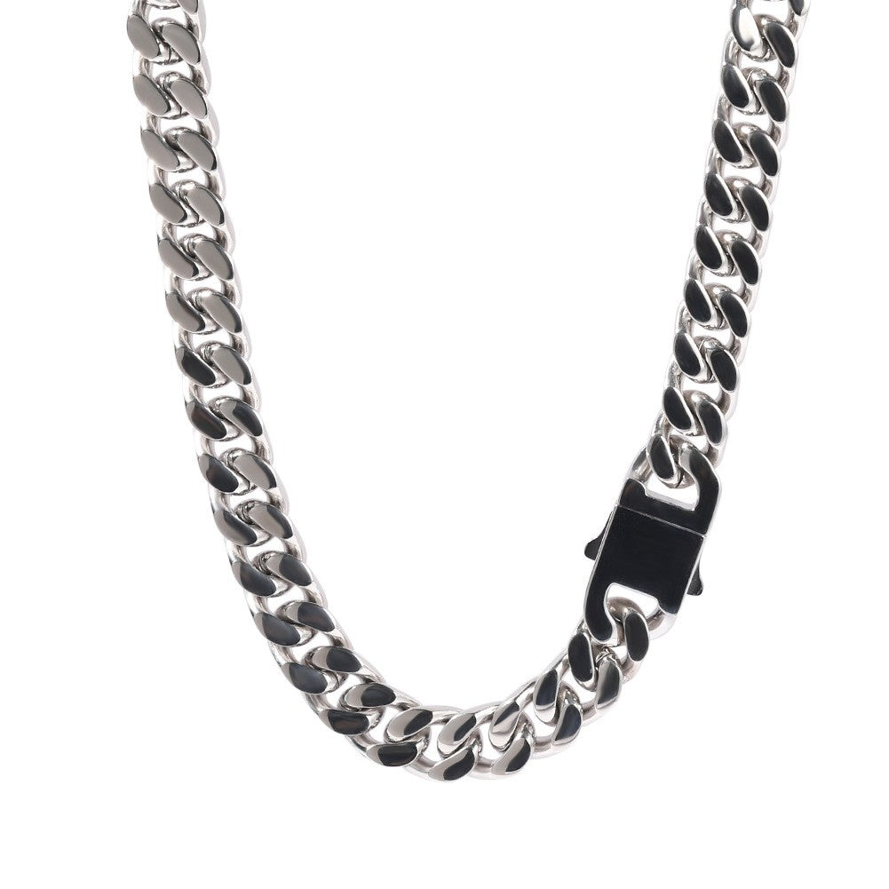 Pulseira Acessório Masculina de Aço Inoxidável 316 Banhada a Ouro 18k, Corrente Cubana Criptografada de 8, 10, 12mm, Estilo Miami Rap Hip Hop