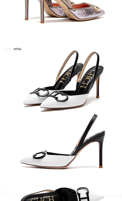 CHCH Women's High Heels 2025 Sharp tip Destiny Closed Toe Strappy Heels Sexy Wedding Bridal Party Dress Shoes 9cm