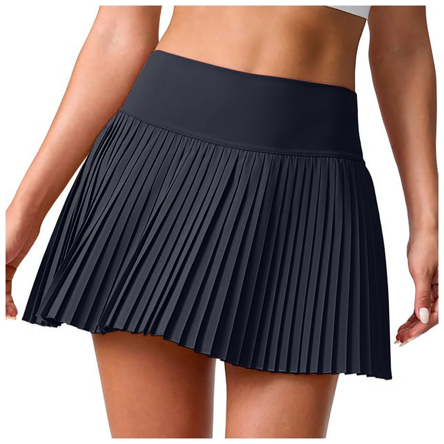 Dance Fitness Short Skirts Women'S Double Layered Pleats Tennis Skirts For Women High Waisted Skirt With Women Clothing ???
