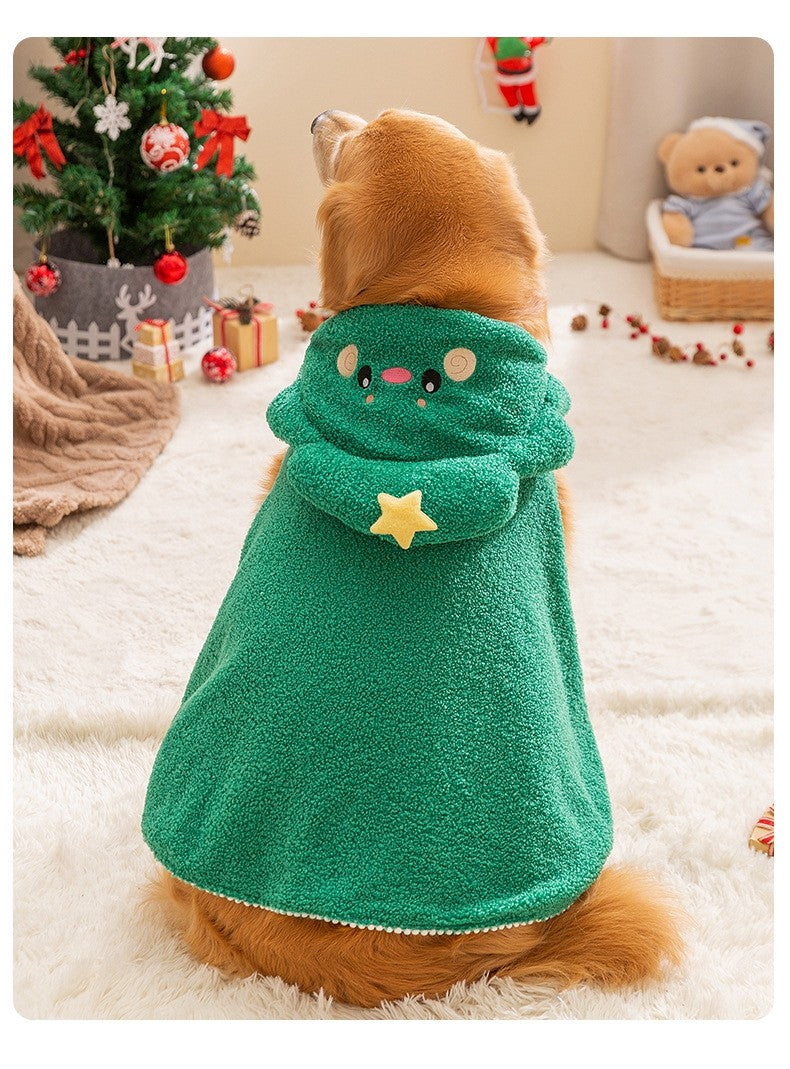 Roupas de Natal para Cães de Inverno Desenho Animado Vestido Médio e Grande Porte Golden Retriever Cão Grande Capa de Duas Pernas Vestido de Transformação