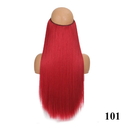 Extensão de cabelo com fio invisível (40cm 50cm 60cm) cabelo liso cabelo encaracolado uso diário adequado para todas as mulheres